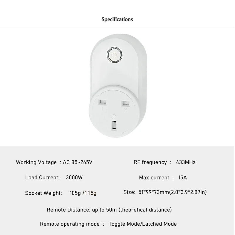433MHz RF Remote Smart Socket
