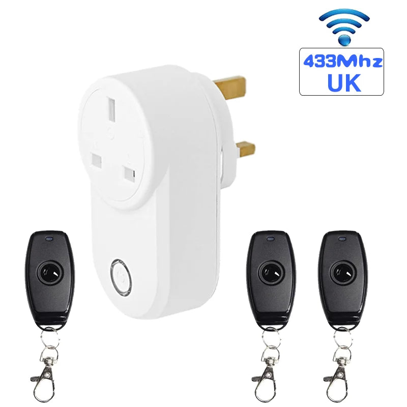 433 Mhz Wireless Remote Control Switch AC220V 15A UK Smart Socket And Rf Universal Plug With Electrical Outlets For Light/Led