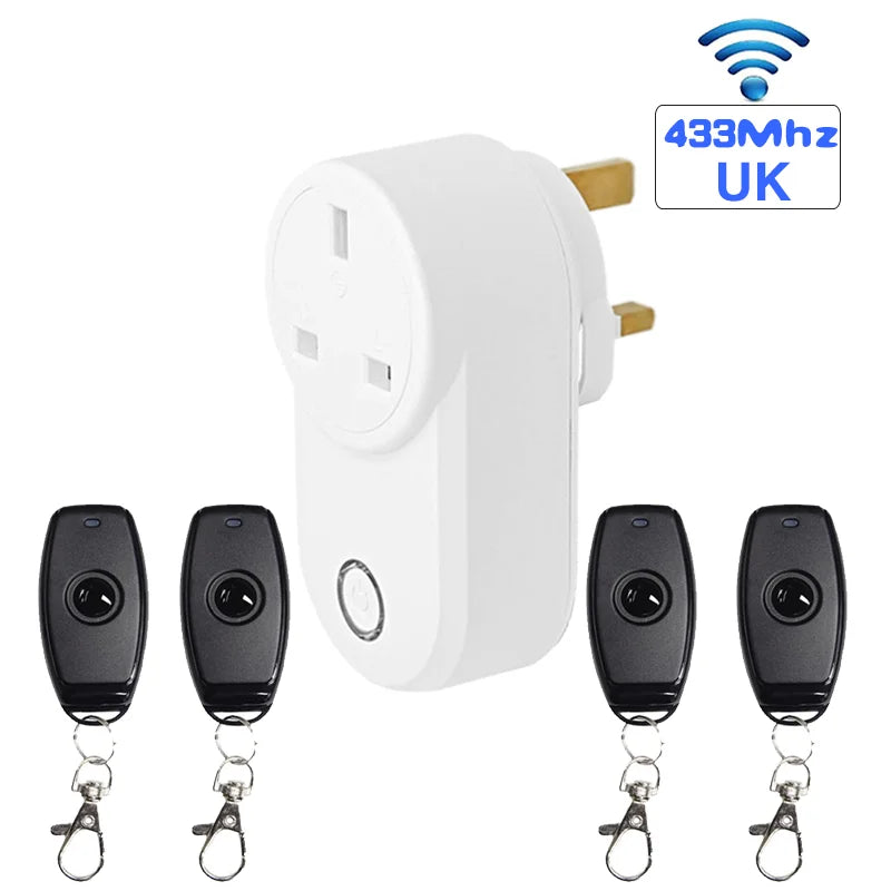 433 Mhz Wireless Remote Control Switch AC220V 15A UK Smart Socket And Rf Universal Plug With Electrical Outlets For Light/Led