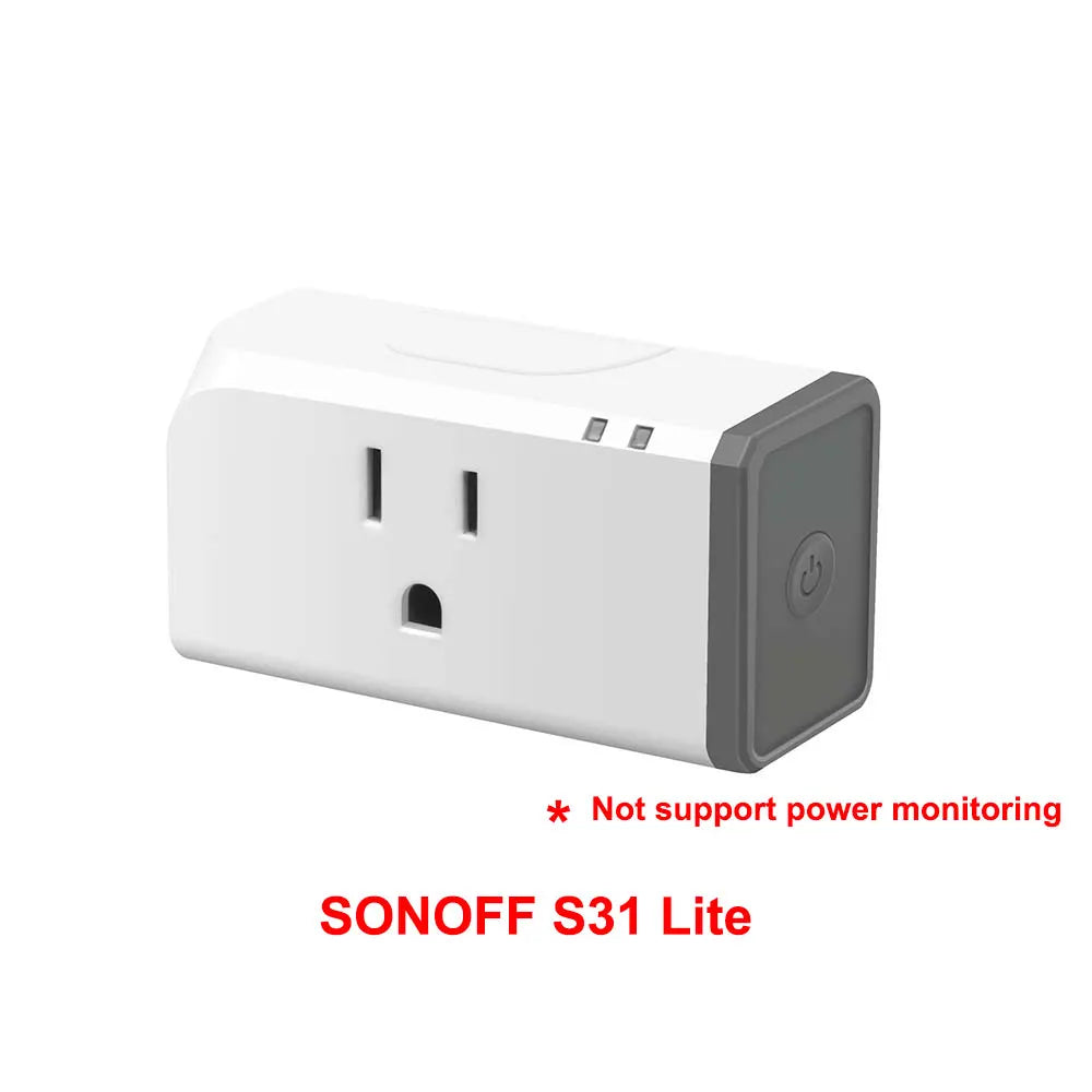SONOFF S31/S31 Lite 15A US Wi-Fi Smart Plug Wireless Switch Overload Protection Remote Control via eWeLink Support Google Alexa