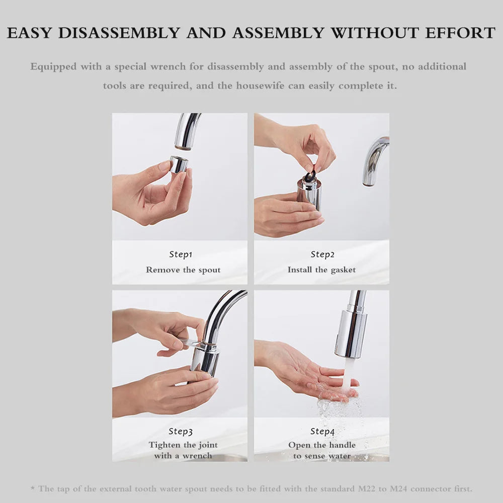 Kitchen Sensor Faucet Water Saving Device Non-contact Faucet Bathroom Automatic Inflatable Sensor Faucet Shower Head Filter