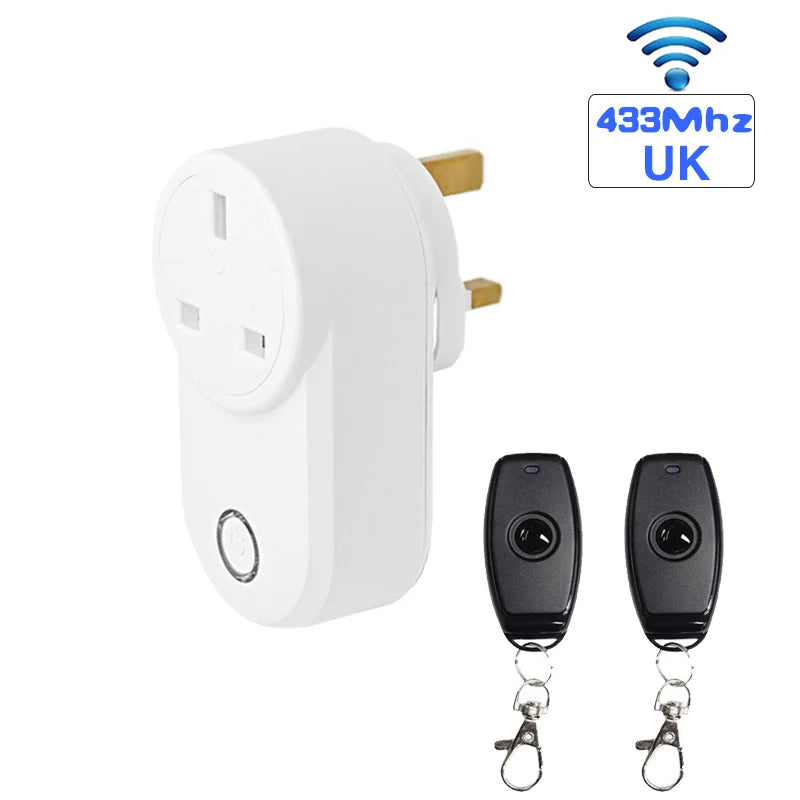 433 Mhz Wireless Remote Control Switch AC220V 15A UK Smart Socket And Rf Universal Plug With Electrical Outlets For Light/Led