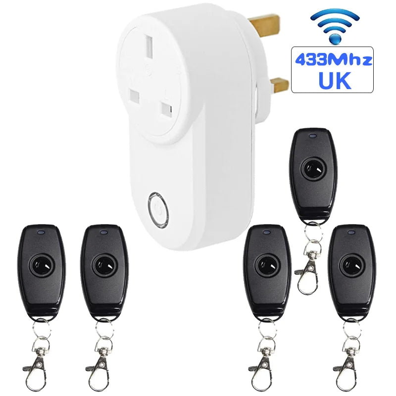 433 Mhz Wireless Remote Control Switch AC220V 15A UK Smart Socket And Rf Universal Plug With Electrical Outlets For Light/Led