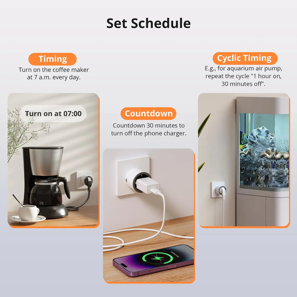 1-4 PCS SONOFF S60 EU 16A IPlug Wi-Fi Smart Socket Overload Protection Smart Scene Remote Control via EWeLink Alexa Google IFTTT