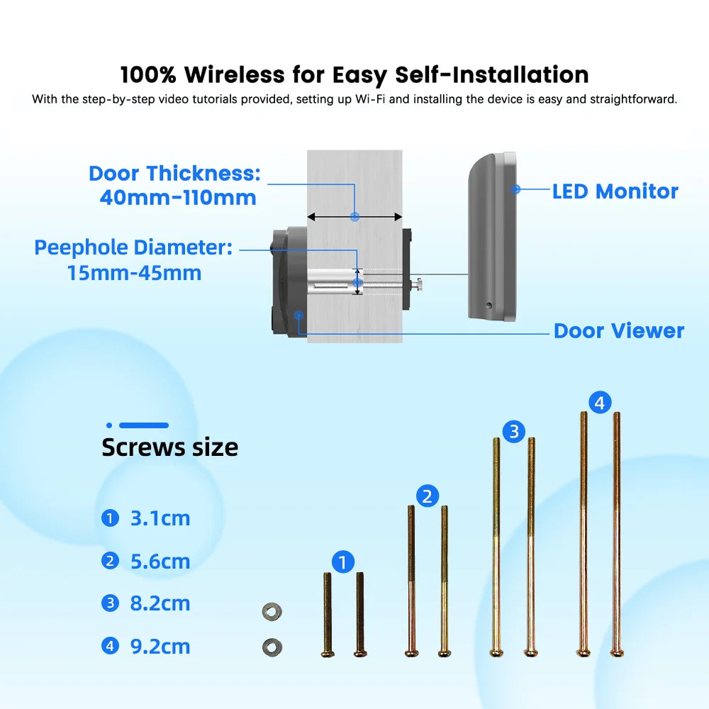 3MP Smart Peephole Door Camera