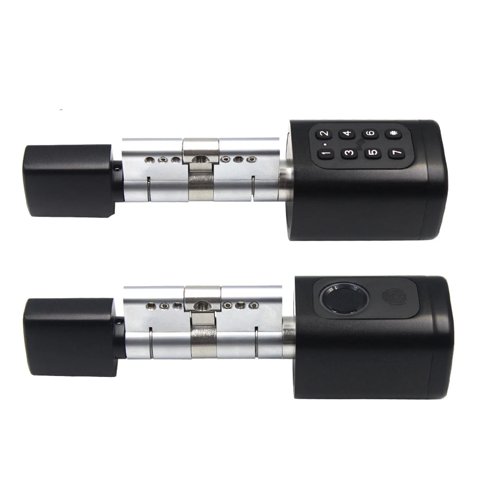 TTLock/Support Tuya App Bluetooth Fingerprint Digital Cylinder Lock with APP/Password/RFID Card/Key Unlock V1 Adjustable Length