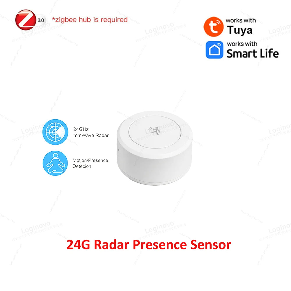 ZigBee 24G MmWave Radar Human Presence Motion Sensor Mini PIR Detector For Tuya Smart Life Z2M Home Automation Need Gateway