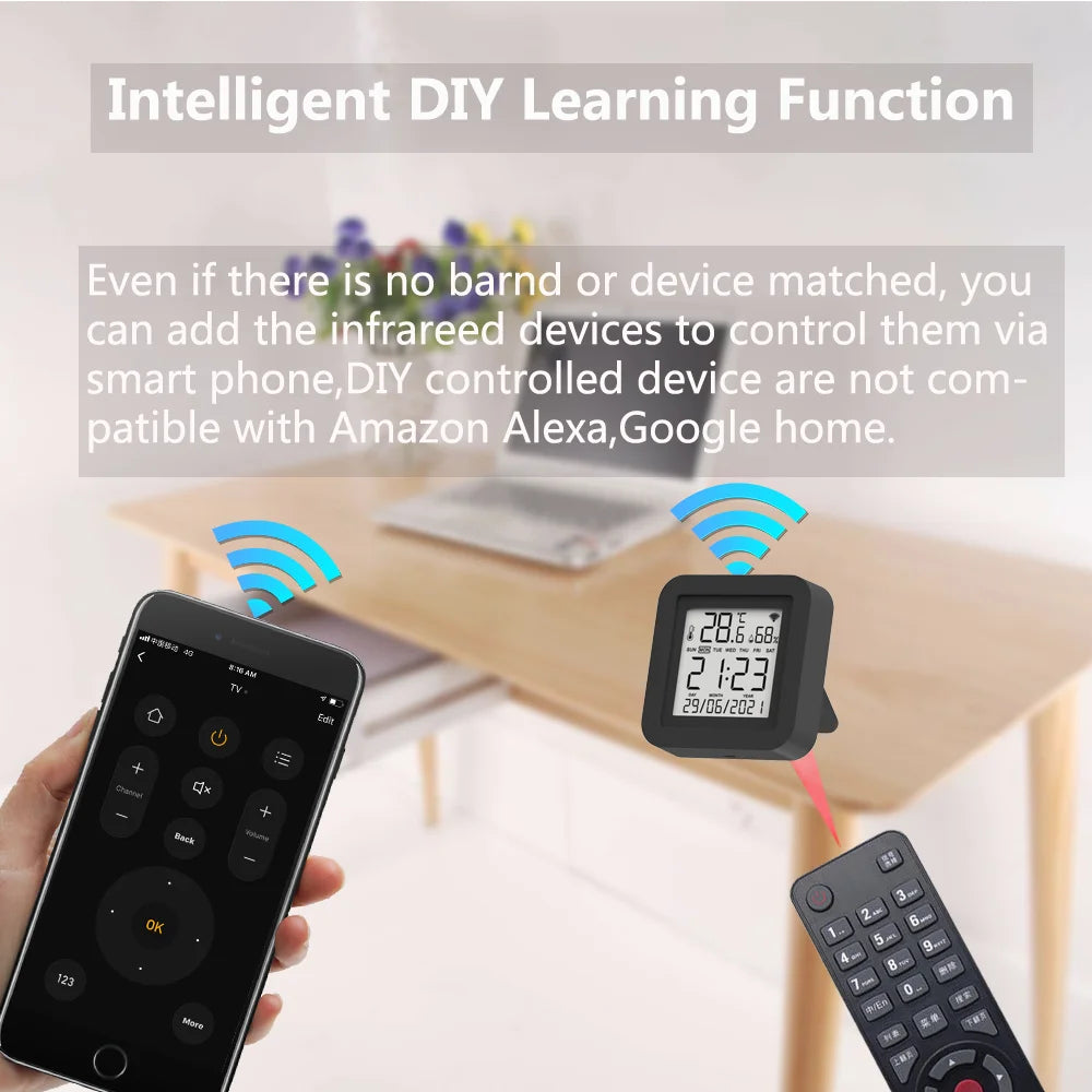 Tuya Smart IR Remote Control WiFi Home Temperature Humidity Sensor for Air Conditioner TV AC Works with Alexa Google Assistant