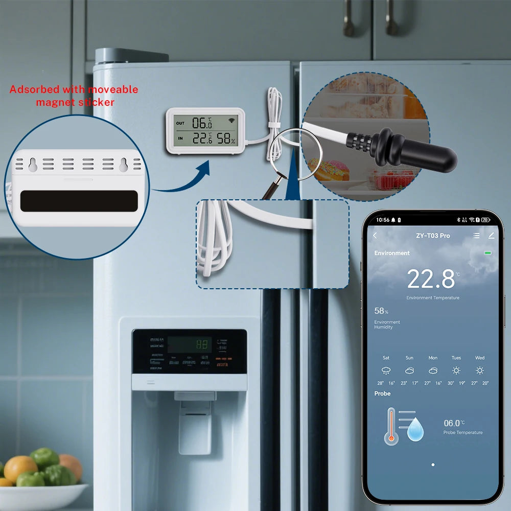 Tuya WiFi Temperature Humidity Sensor With External Probe APP Remote Control Thermometer Hygrometer Work With SmartLife Alexa
