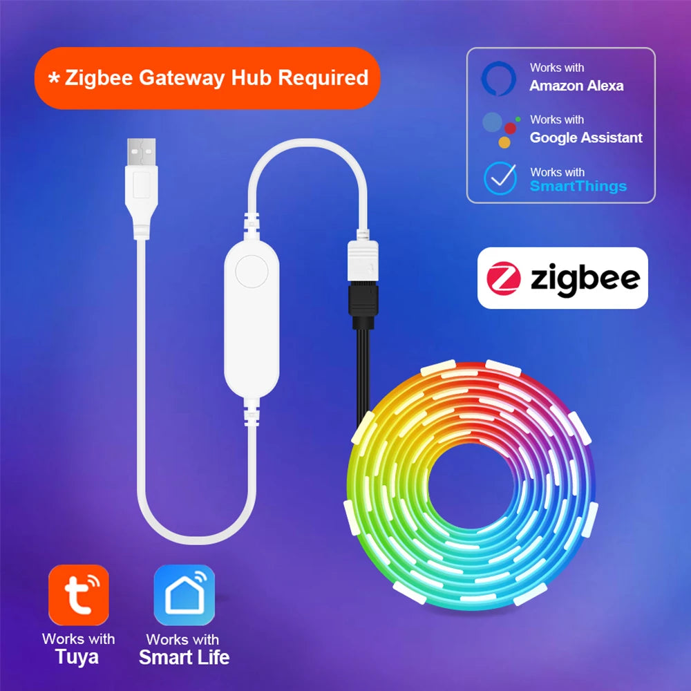 Smart LED Strip Lights RGB 5050 Tuya WiFi Zigbee Phone Control USB LED Flexible Ribbon Tape for TV Backlight Room Home Party