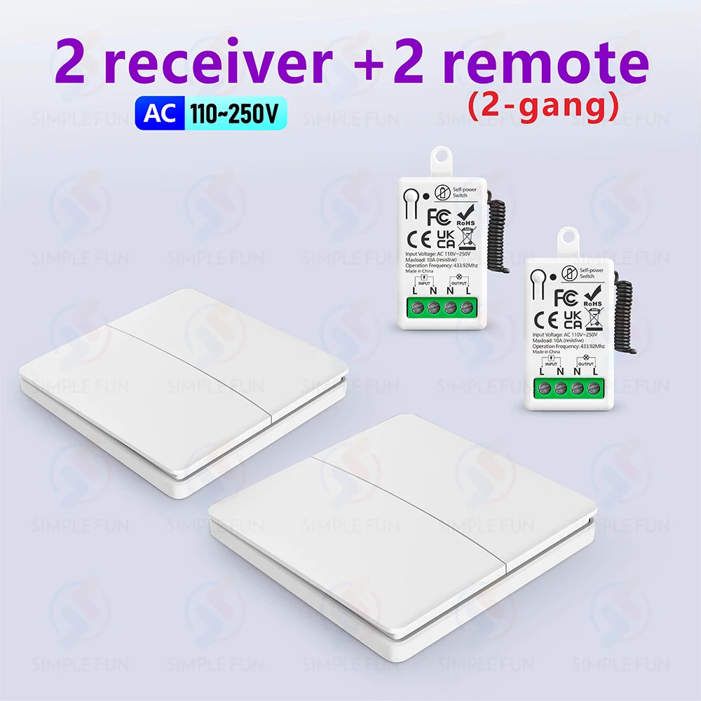 Mini RF Smart Light Switch 110V 220V 230V Self Power Wireless Wall Switch No Battery Support Power Restoration Status Setting