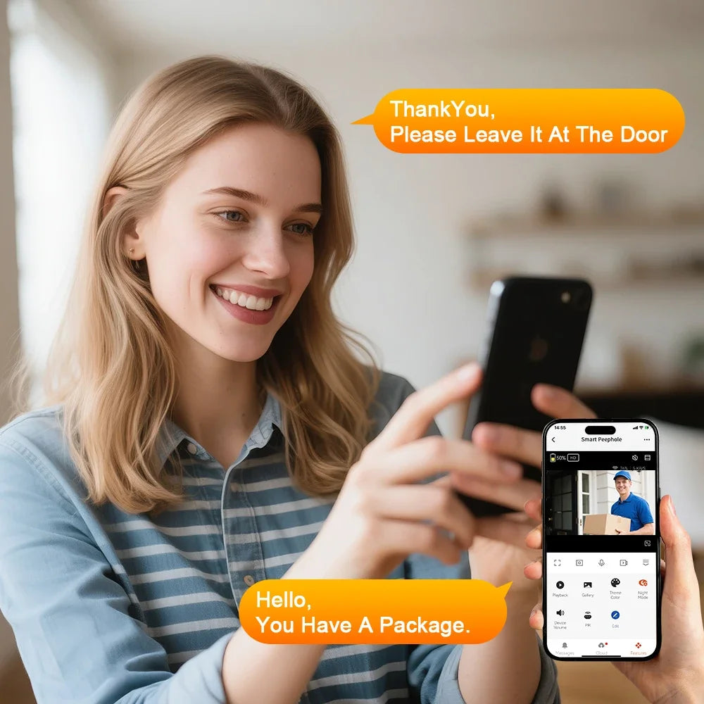 Extractme 4.3 Inch Wifi Smart Doorbell Camera Tuya 1080P Full HD Door Peephole Camera with PIR Detection Doorbell  Видеоглазок