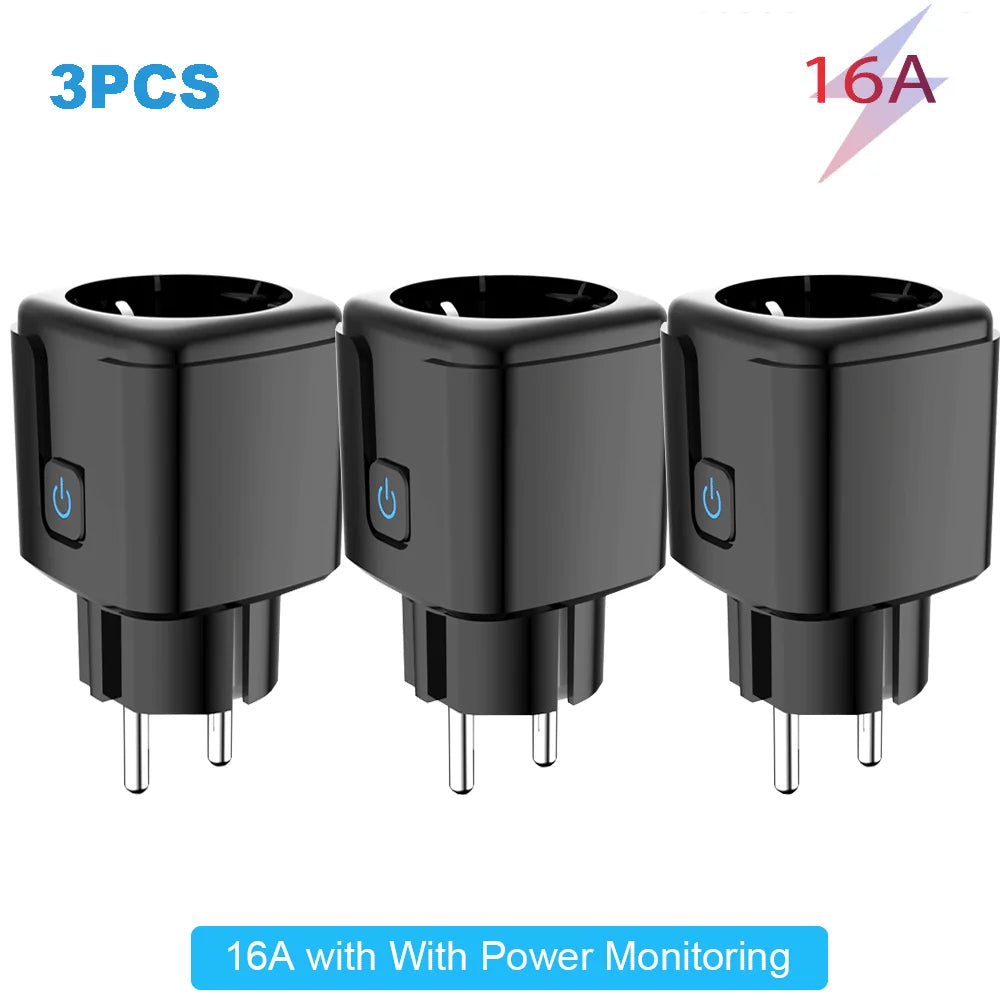 Tuya 16A,20A Smart Plug WiFi Socket EU Power Monitoring Timing Function Works with Alexa, Google Home, Smart Life Home, Alice