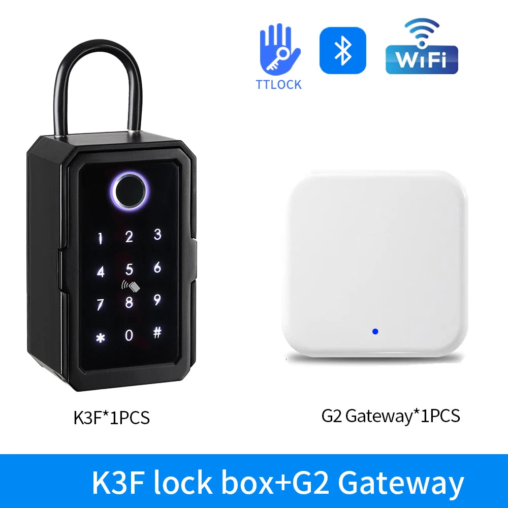 Fingerprint Key Box Storage Secret Key Lock Fusebox BLE Tuya / Ttlock App Unlock Support Wifi Gateway Secreta Safety Box Padlock