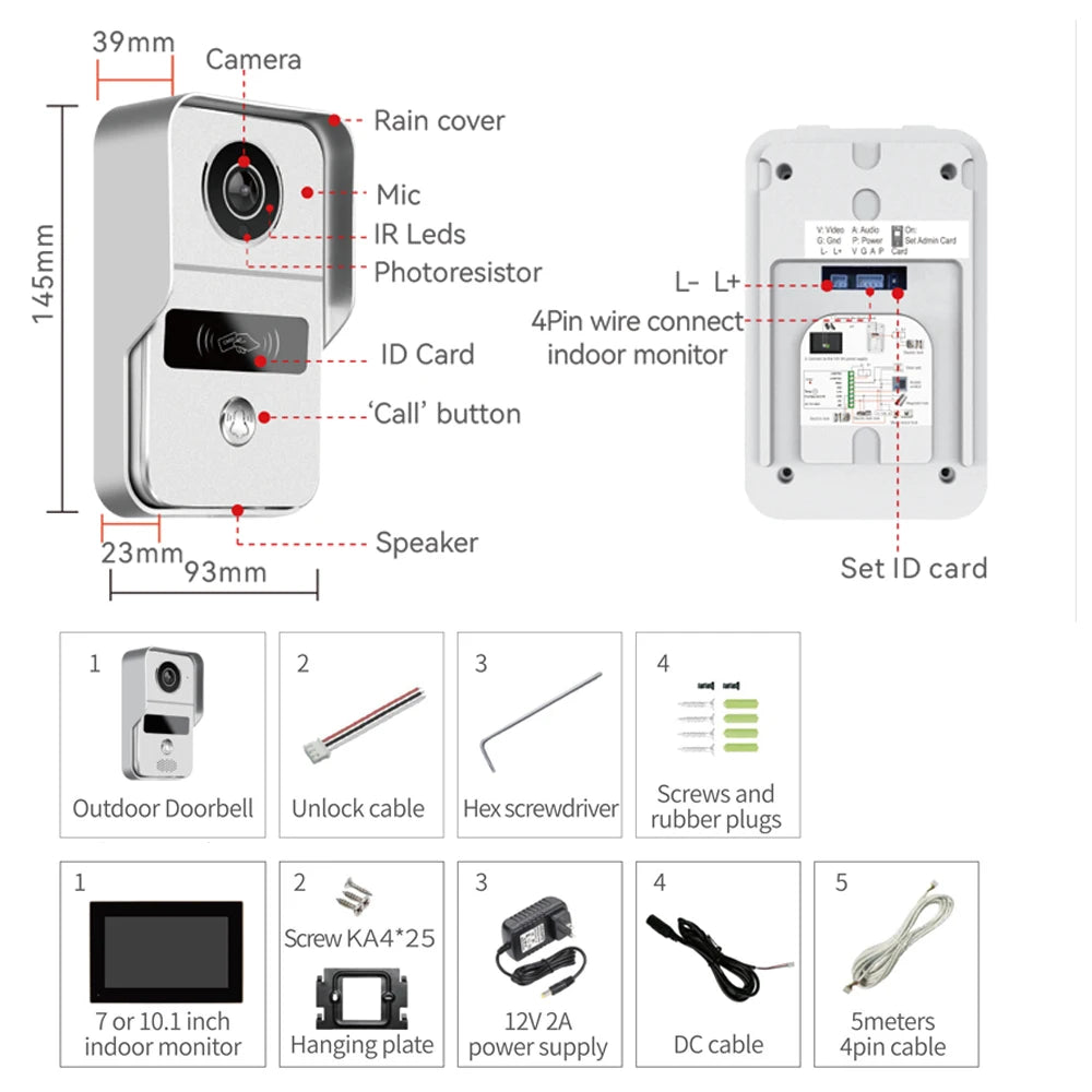 7-Inch Tuya Video Doorbell System