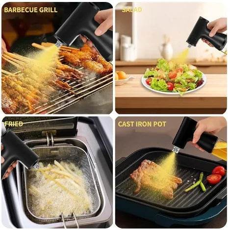Electric Oil Sprayer, Adjustable Mist & Stream Modes, USB Rechargeable, High Borosilicate Glass Bottle for Kitchen & BBQ