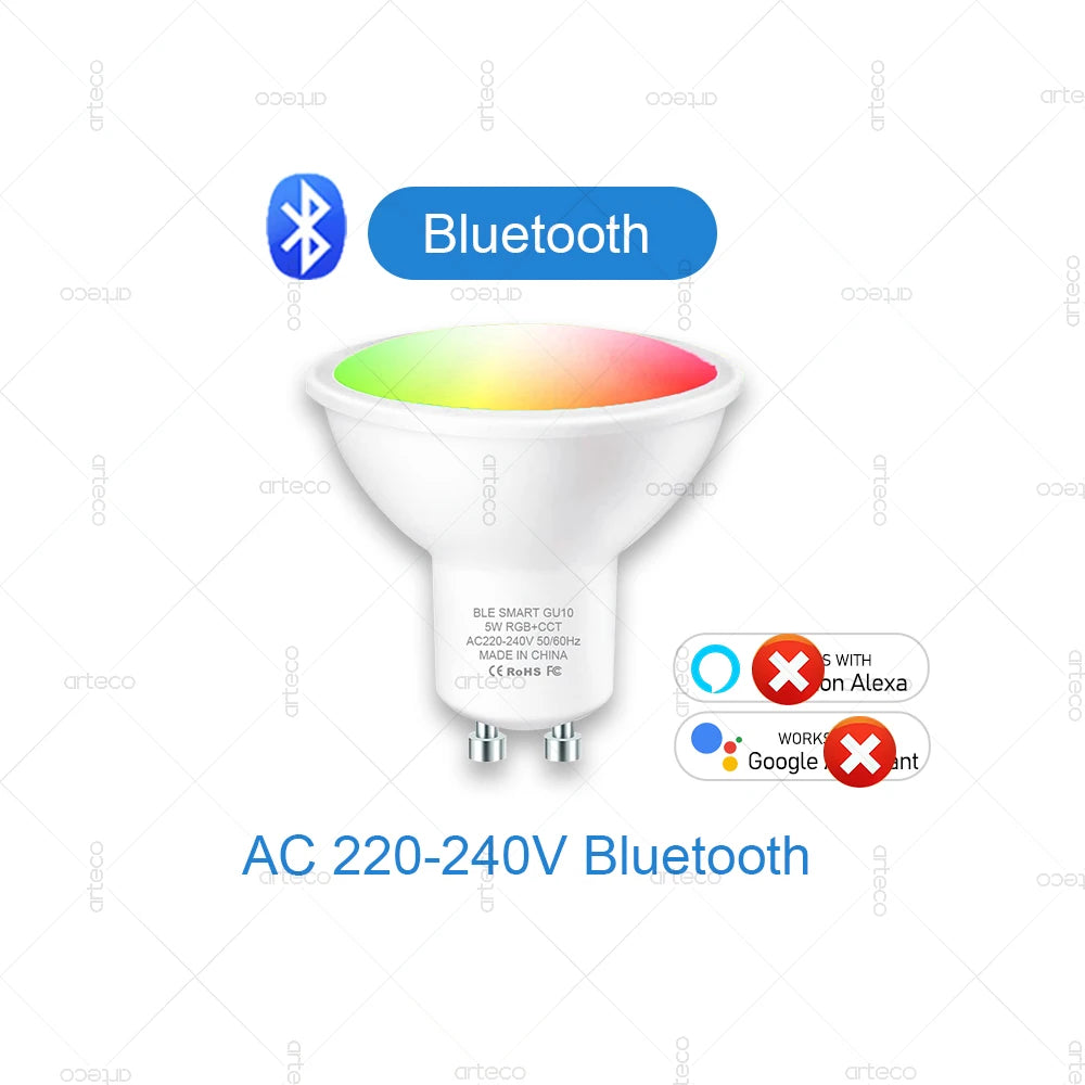Tuya GU10 LED Bulbs WiFi Zigbee Bluetooth,RGB C+W White Dimmable Lamps ,Smart Life App Control Led Light Bulb,Voice Alexa Google