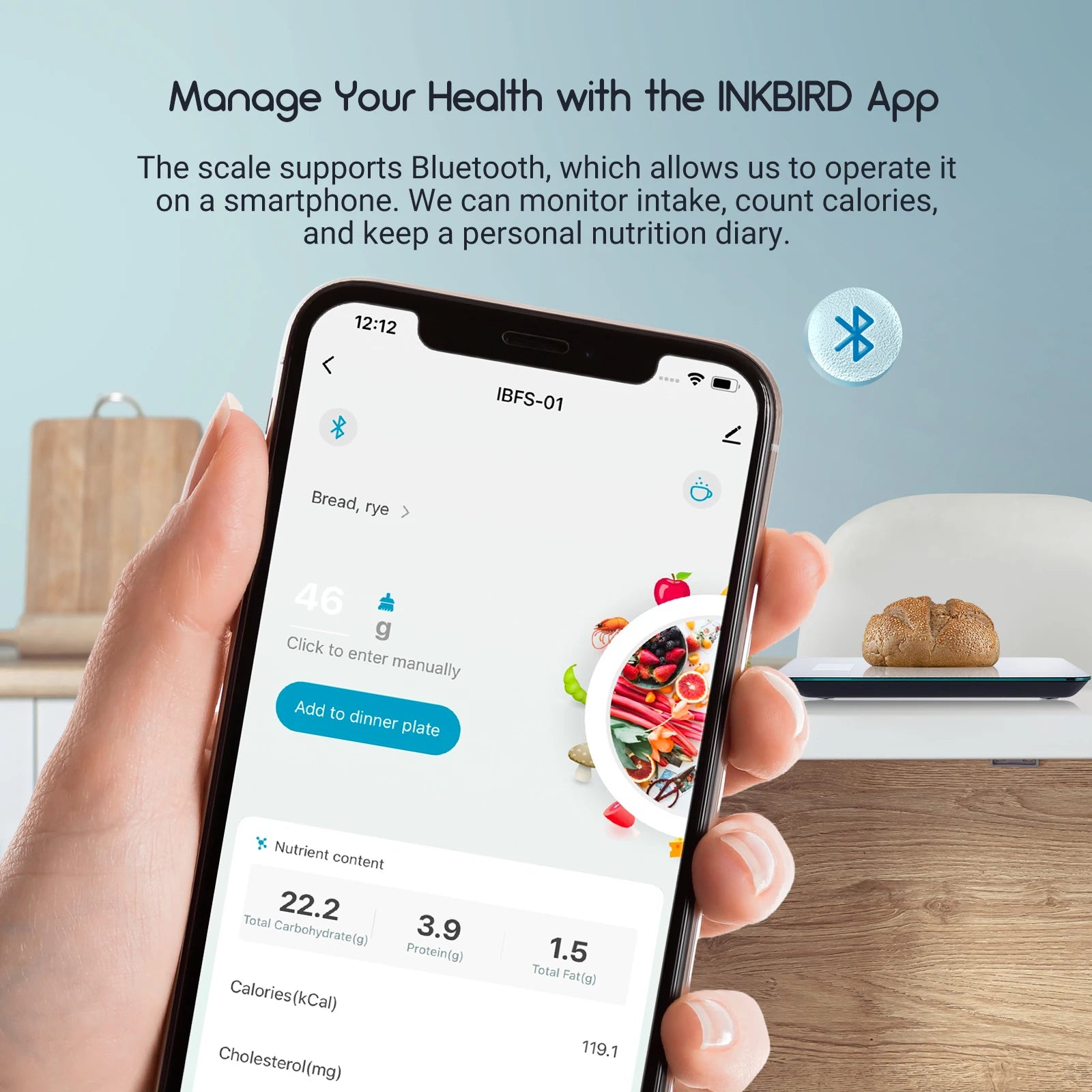 INKBIRD Bluetooth Kitchen Scale High-Precision Electronic Pastry Baking Scale Household Digital Scale for Cooker,Baker