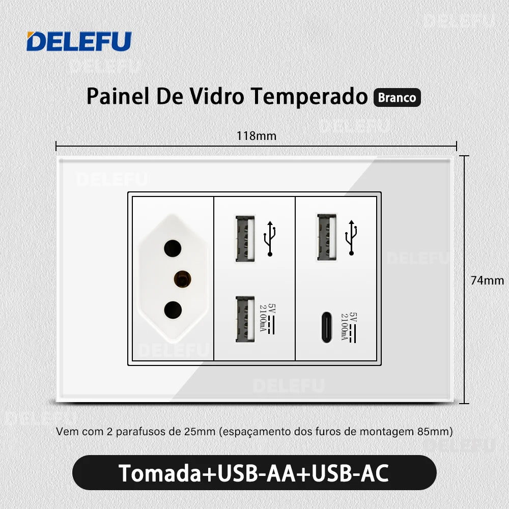 Delefu Brazil USB-C Wall Socket