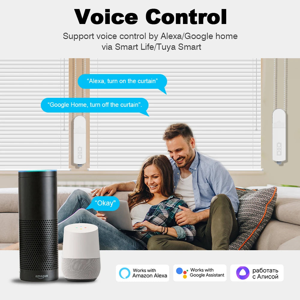 Smart Life ZigBee3.0 DIY Motorized Chain Roller Blinds Shades Drive Curtain Motor With Solar Panel Remote via Alexa Google Home