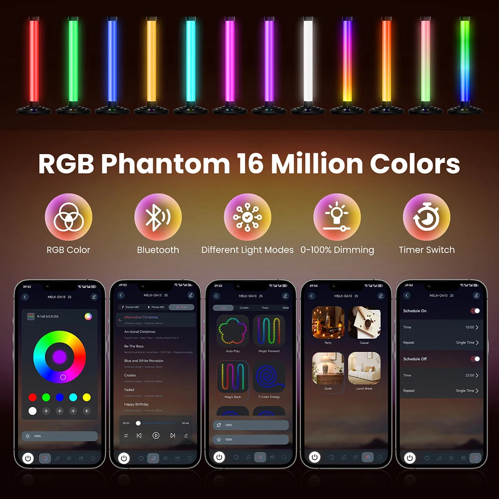 2 4 Light RGB Kit Smart LED Floor Lamp App Remote Control RGBIC Music Sync Timer for Gaming PC Computer Room Corner Lighting