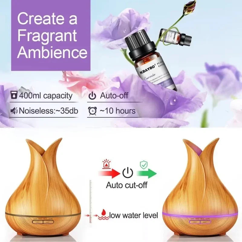 WiFi Smart Air Humidifier 400ml Essential Oil Diffuser deco home ball perfume wood Aroma Air wireless Humidifiers Home fragrance