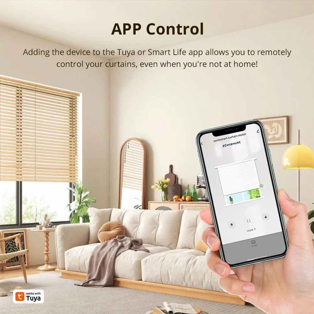 Zemismart WiFi Electric Blind Motor Work with Tuya App For Honeycomb Curtain Aluminum Blinds Roman Shade Alexa Google Home
