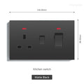 UK 13A with USB Type-c 20W Quick Charge Wall Power socket plug,Black Universal light switch PC Panel Dual USB Electrical outlet