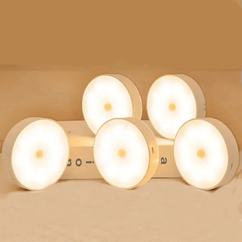 2~6 Pack Motion Sensor LED Night Light USB Rechargeable 3 Color Night Lamp Cabinet Wardrobe Lamp Staircase Wireless Closet Light