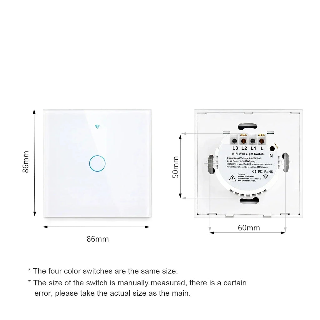 Works with Tuya WiFi Touch Switch Light Wall Smart Switch for EU Smart Home Life Alexa Google Home 433RF WiFi Remote 1/2/3 Gang
