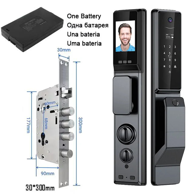 Outdoor Waterproof Lock Wifi Tuya APP Remote Voice Intercom Electronic Door Lock Face Fingerprint Smart Door Lock With Camera
