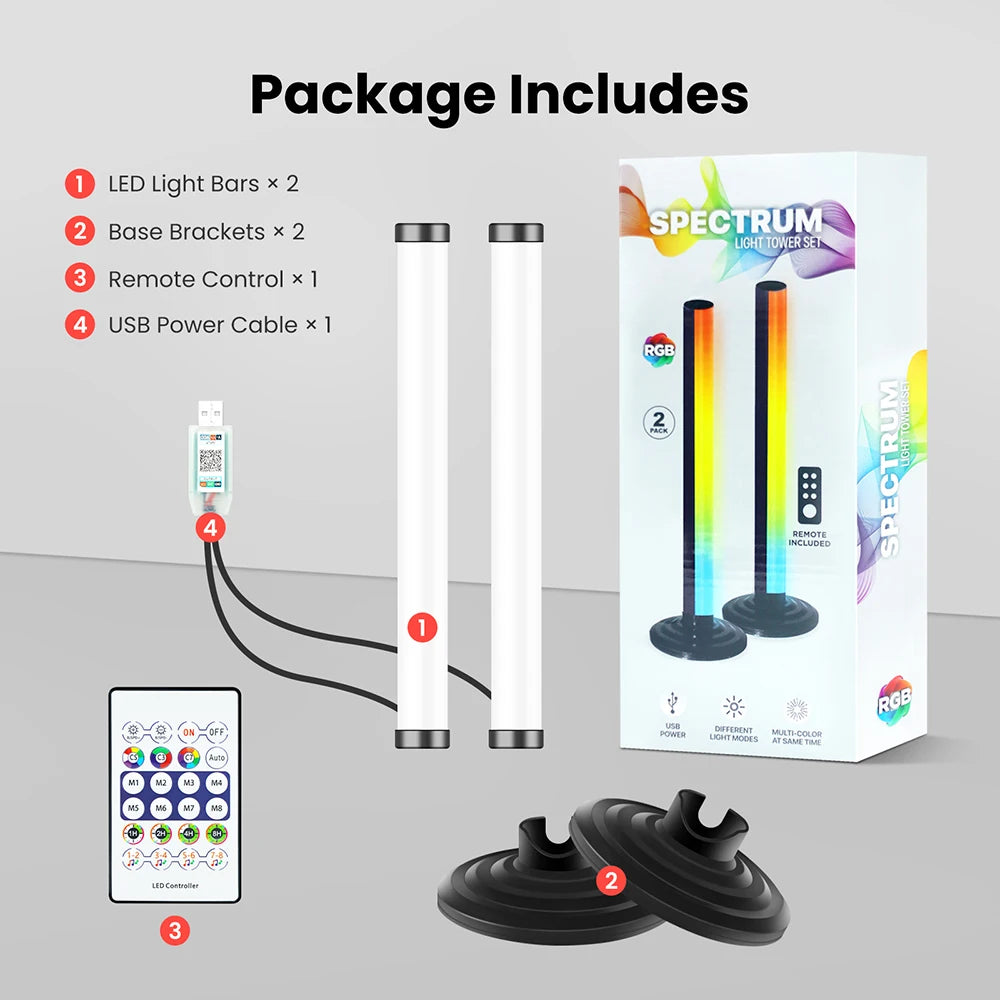2 4 Light RGB Kit Smart LED Floor Lamp App Remote Control RGBIC Music Sync Timer for Gaming PC Computer Room Corner Lighting