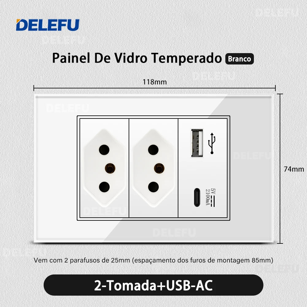 Delefu Brazil USB-C Wall Socket