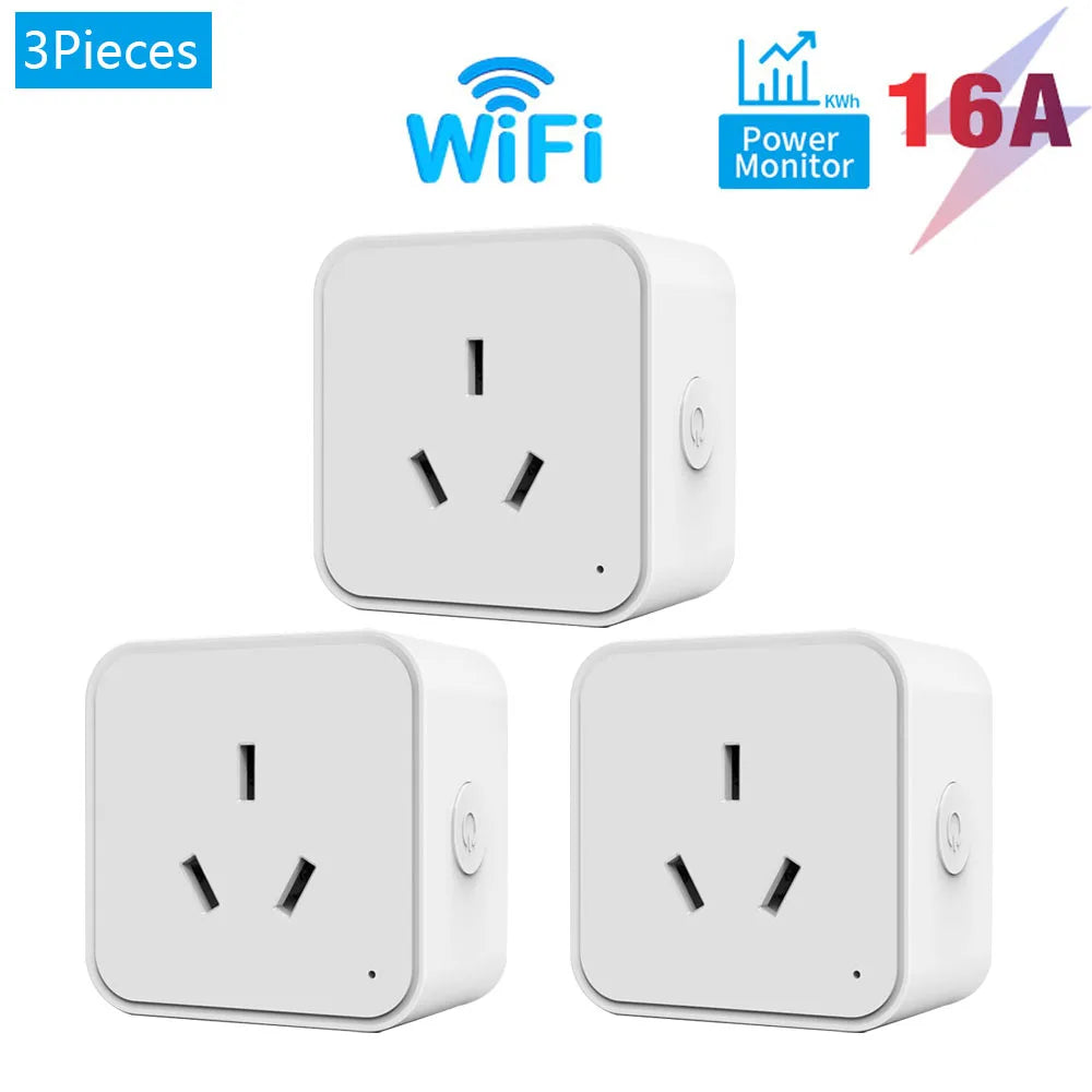 Tuya Wifi Zigbee 16A Smart Plug With Energy Metering Function AU Smart Socket Smart Life App Control Work With Alexa Google Home