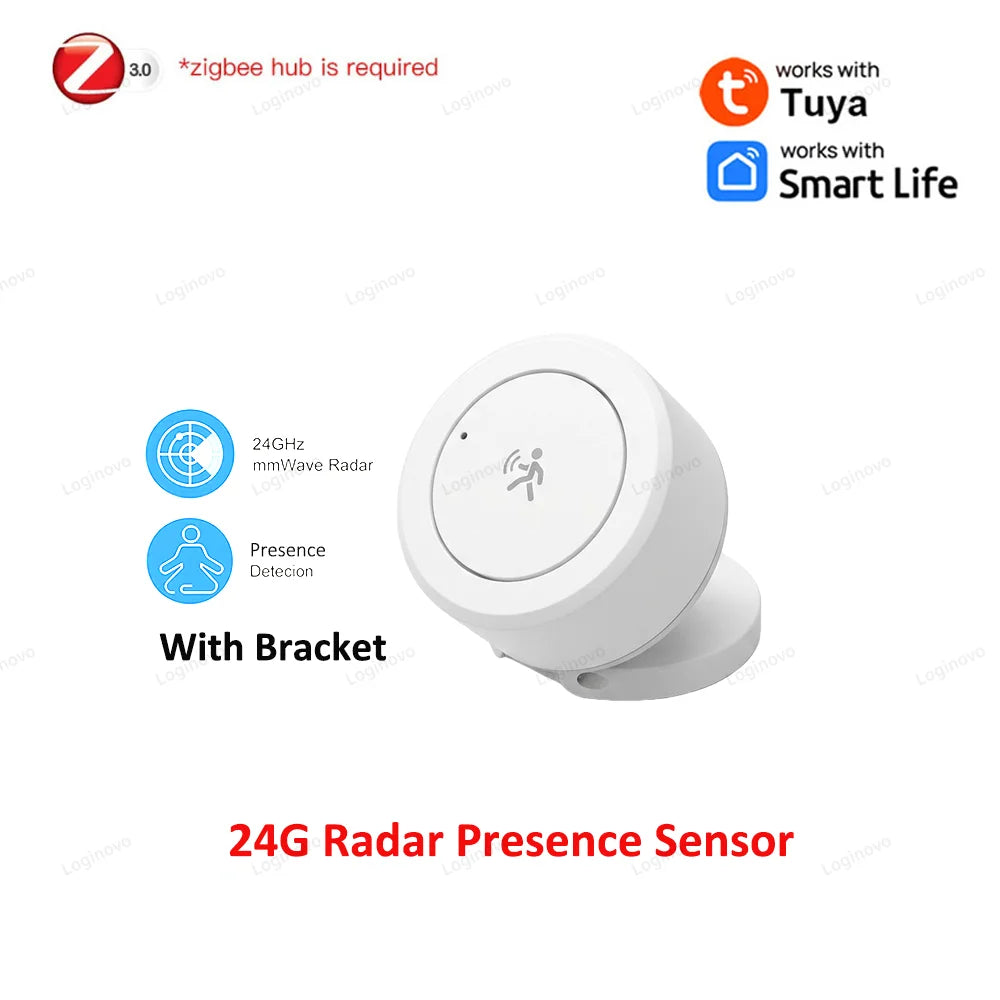 ZigBee 24G MmWave Radar Human Presence Motion Sensor Mini PIR Detector For Tuya Smart Life Z2M Home Automation Need Gateway