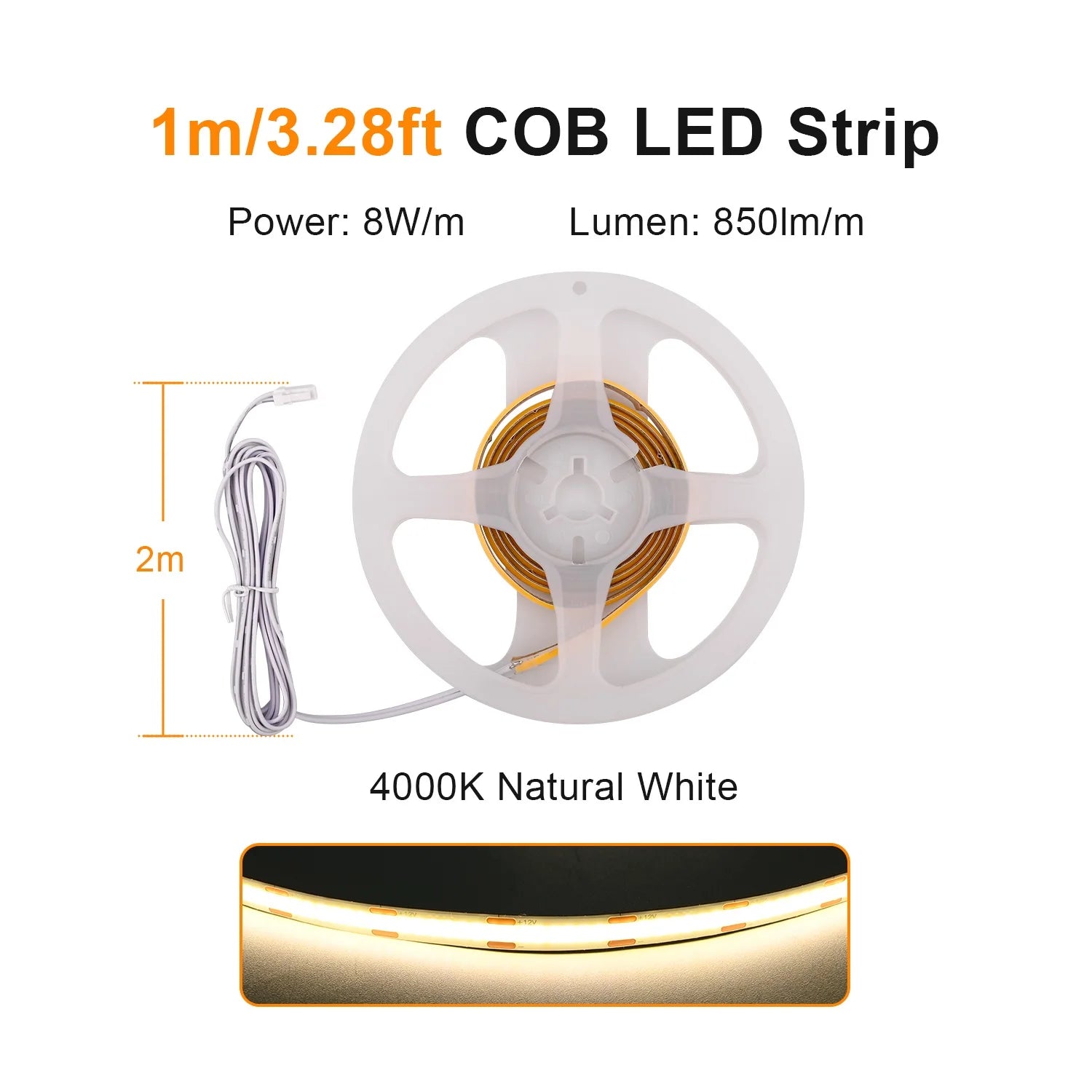 Under Cabinet COB LED Strip Light Collection Display Closet Bookcase Wardrobe Lamp Tape Penetrable Wood Dimmable Touch Sensor