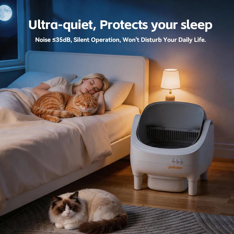 Pokpaw CL16 Smart Self-cleaning Automatic Cat Litter Box with App Control – 76L Semi Enclosed Cat Toilet Supplies for Cats