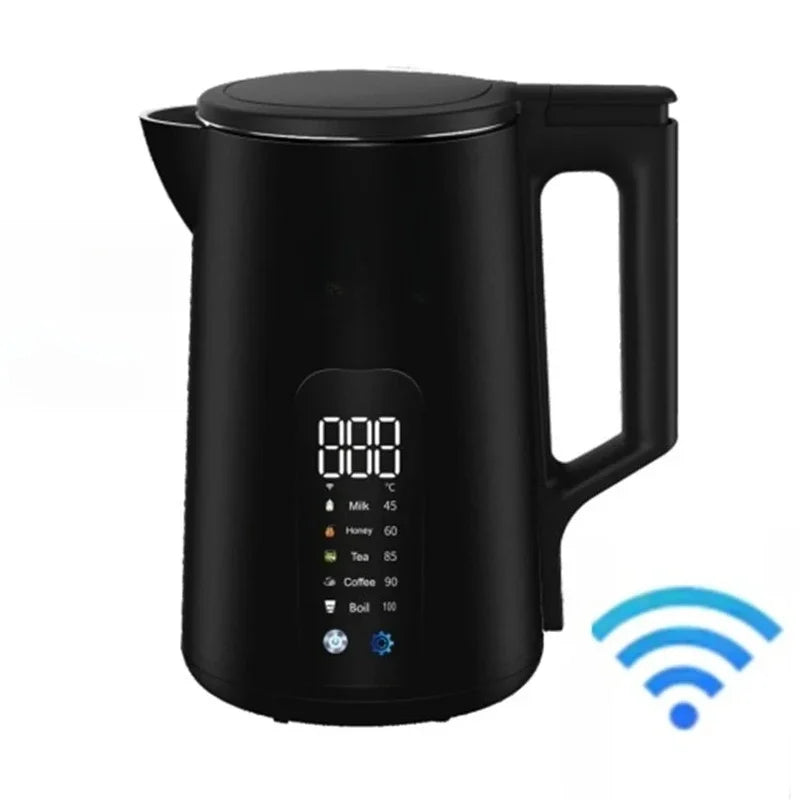 1.7L Digital Smart Electric Kettle 2026 New Tuya Wifi Controlled Kettle with Thermal Insulation Mobile Phone Display Control