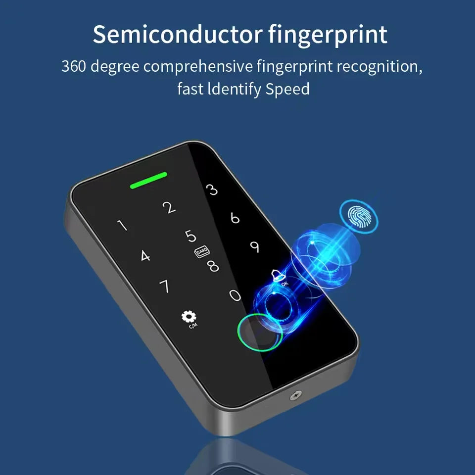 125Khz+13.56MHz Dual RFID NFC Work with Tuya Fingerprint Access Control Keypad IP67 Waterproof Biometrics Door Opener Gateway