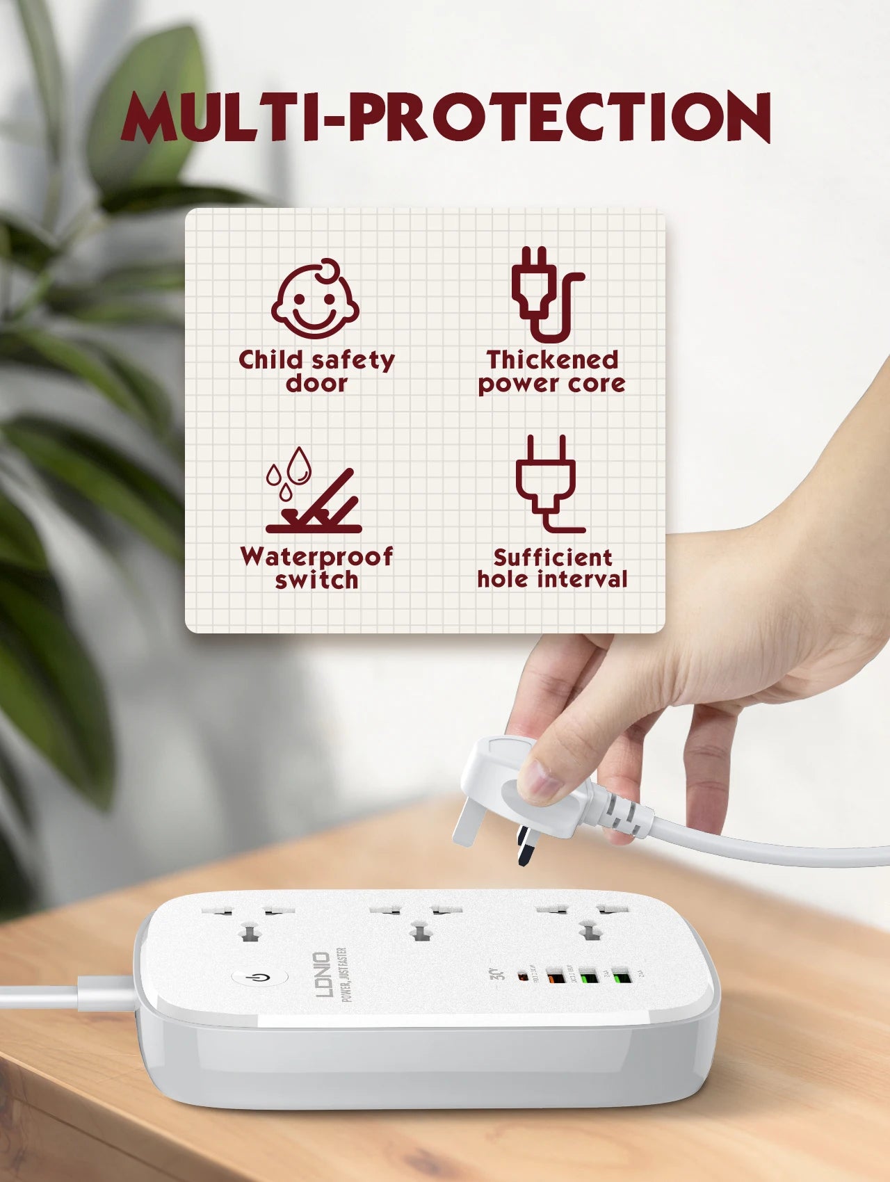 LDNIO Smart Power Strip Tuya Timing WIFI Socket EU US UK Plug Adapter with 3 USB PD Port Bluetooth Smart Life APP Remote Control