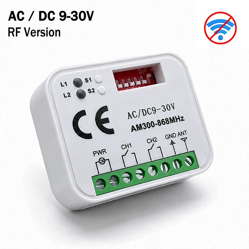 300MHz-868MHz Universal Garage Door Remote Control Receiver Works With Tuya Wifi Smart Switch Receiver Controller 433MHz 868MHz