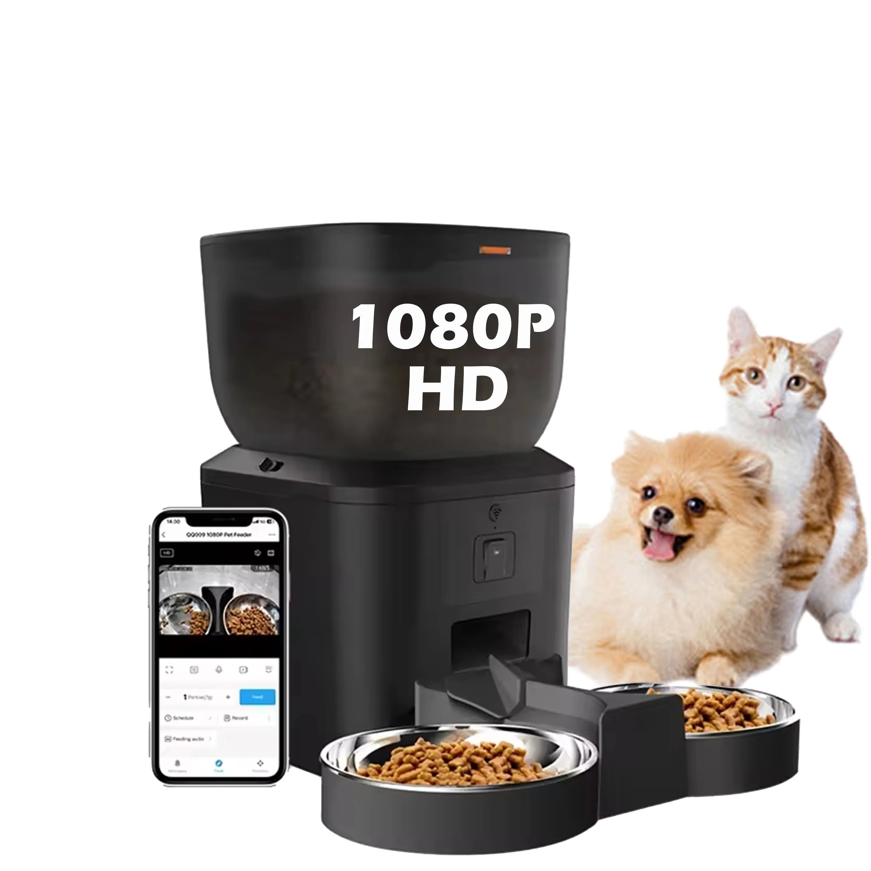 Automatic Cat Feeder With 1080p Camera Video Cat Food Dispenser Pet Smart Voice Recorder Remote Control Auto Feeder For Cat Dog