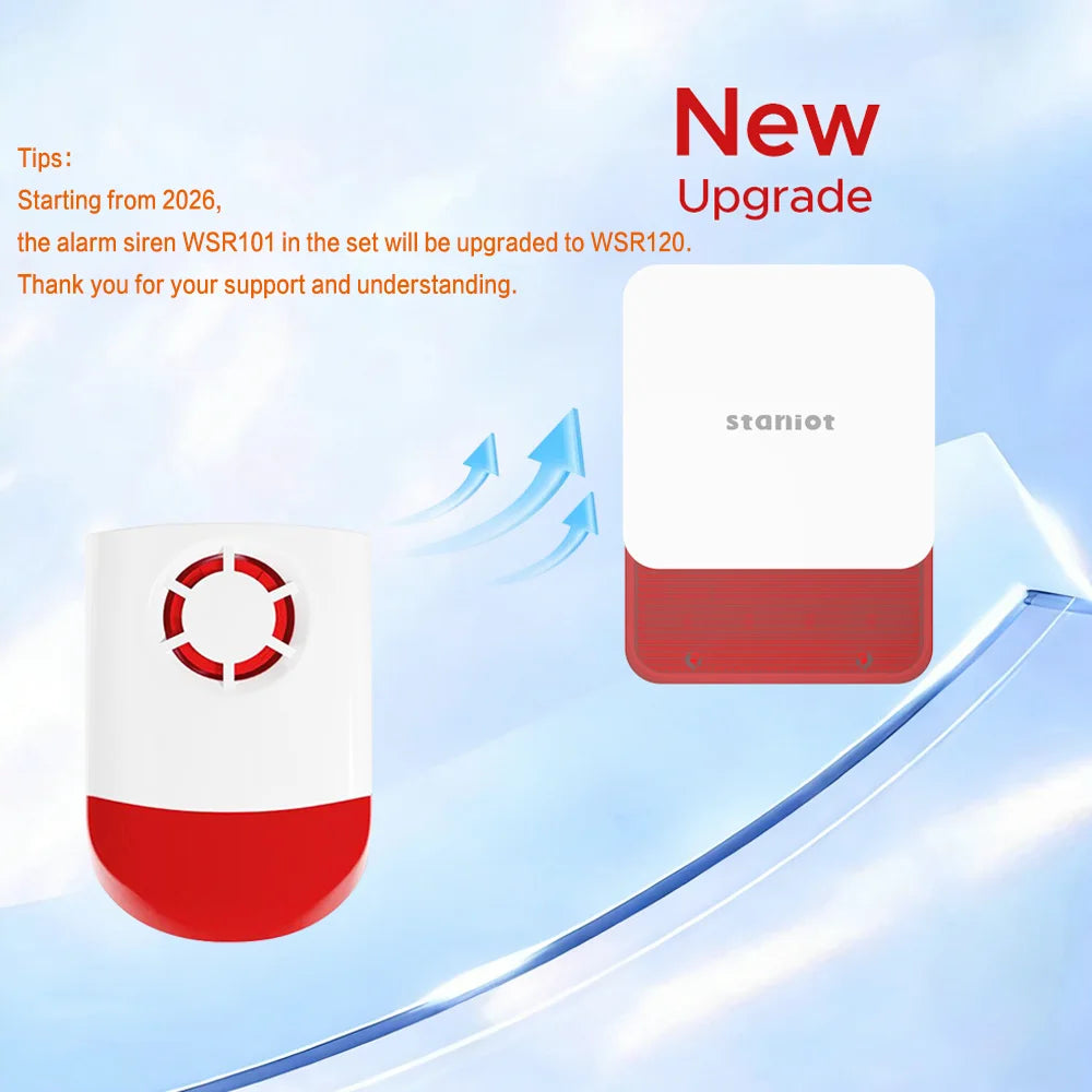 Staniot 7 inch Home Alarm System Wireless WiFi 4G Tuya Smart Security Protection Kit Built-in 115dB Louder Siren 5000mAh Battery