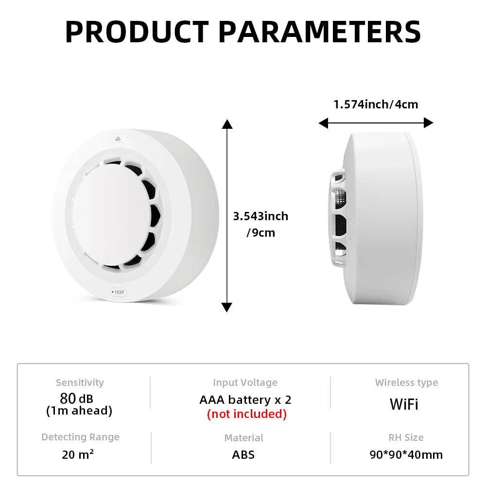 Tuya WiFi/Zigbee Smoke Detector Photoelectric Sensor Fire Alarm Home Kitchen Security System Work With Smart Life APP