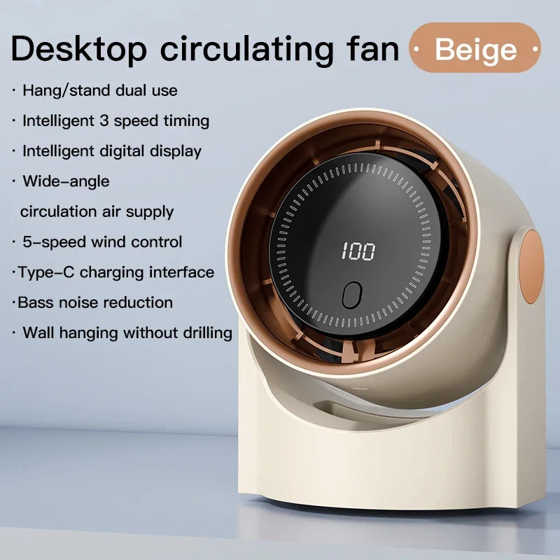 XIAOTREE Smart Electric Fan 100 Speed Bladeless Fan USB Charging Desktop Silent Wall Mounted Air Conditioner Office Indoor Campi