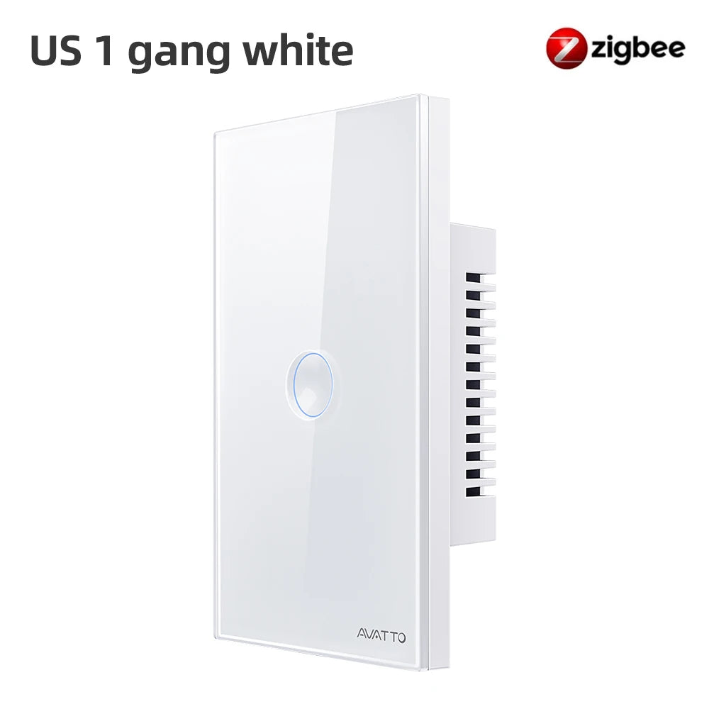 AVATTO Zigbee Smart Touch Switch 110-240V 1/2/3/4 Gang Light Switches Zigbee3.0 Signal Repeater Work With Tuya Alexa Google Home