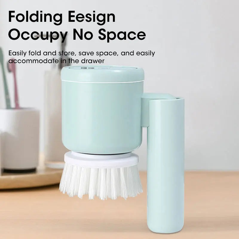 Cordless electric rotary scrubber with 5 replaceable brush heads, rechargeable bathroom and kitchen tile cleaning brush