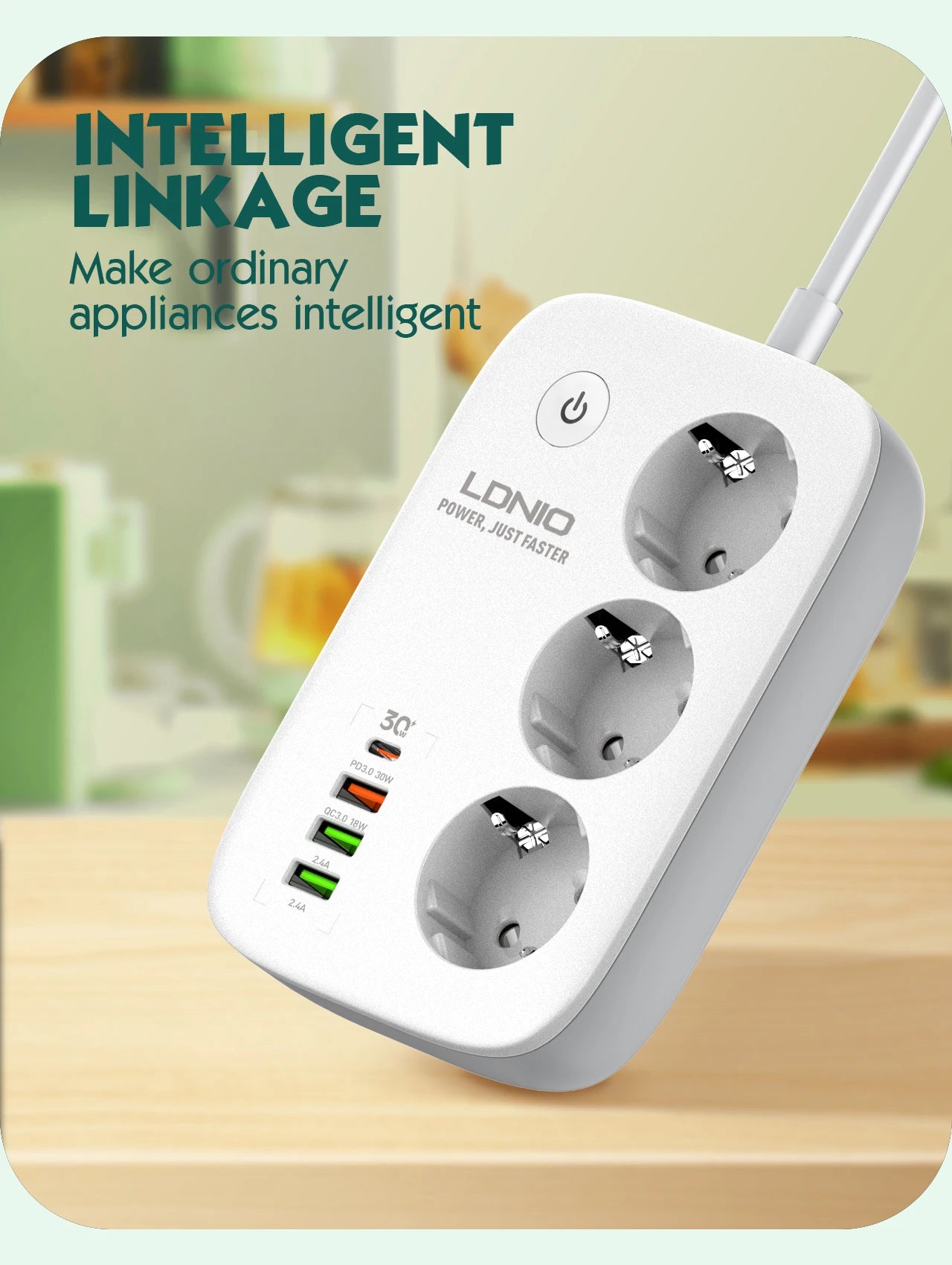 LDNIO Power Strip EU Standard 3 USB Extension Socket 3 Outlets Socket Adapter Tuya Smart Life APP Remote Control Wifi Smart Plug