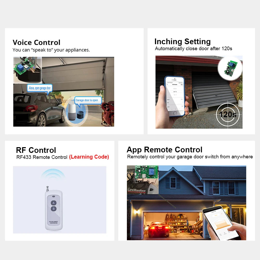 WiFi Smart Garage Door Opener Switch Sliding Gate Controller Work With Alexa Echo Google Home SmartLife Tuya APP Remote Control