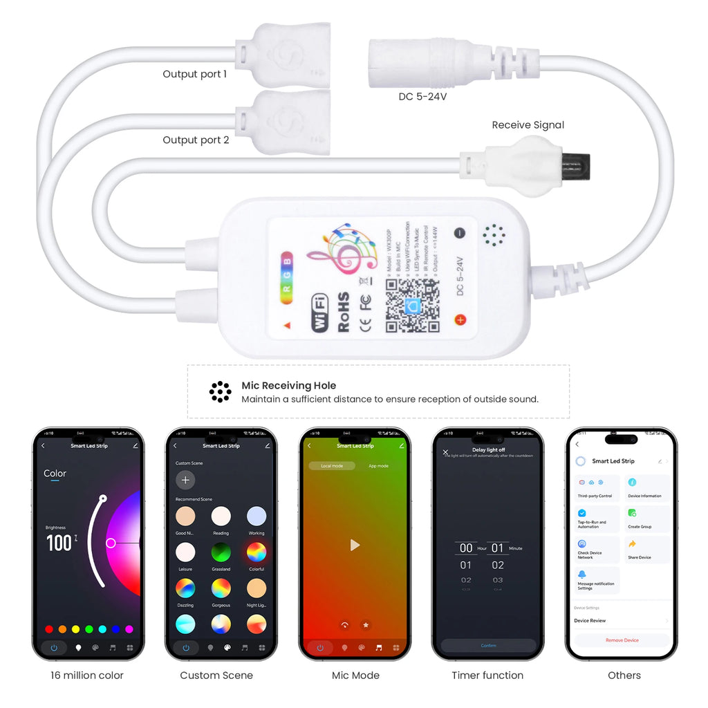 12V 24V Smart RGB COB LED Neon Strip WIFI Bluetooth App&Remote Control 576LED/m Waterproof Neon Light Indoor Outdoor Decor 1-20M